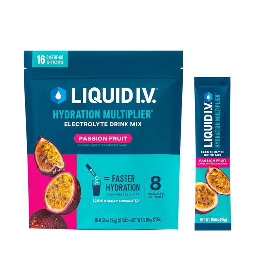[BRSWGGQKBUCGGET4] Liquid I.V.® Hydration Multiplier - Passion Fruit | Electrolyte Powder Drink Mix | 1 Pack (16 Servings)