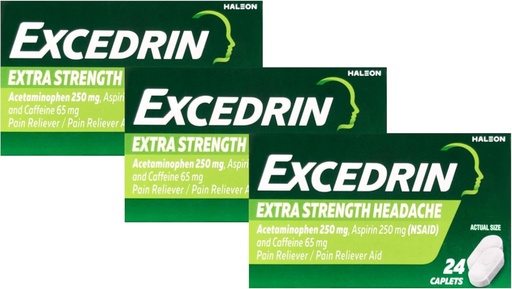 [BRSWIED4CYDQ4HQ5] Excedrin Pain Relief Caplets, Extra Strength 24 Ea (Pack of 3)