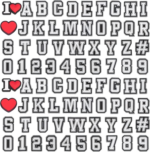 [BRSW2HQEOF6QOALB] 74+4 Pcs Letters Numbers Shoe Charms, Double A-Z Letters & 0-9# Numbers Charms for Clogs Wristbands Bracelets,for Men Women Adult Kids Boys Girls