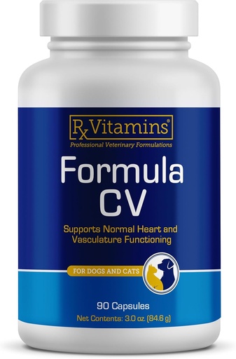 [BRSROCT7CMORO2T6] Rx Vitamins Formel CV - Hawthorn Berry Capsules med Taurin för hundar och katter - Hjärthälsotillskott Förbättrade med Magnesium och kalium - Senior Dog Vitaminer och Senior Cat Vitamins - 90ct