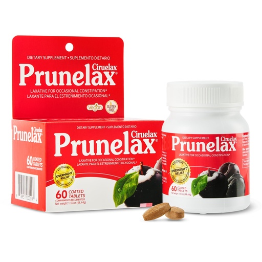 [BRSWIEIECB7R2EQZ] Prunelax Ciruelax Regular Strength Laxative Tablets - Overnight Relief for Occasional Constipation, Senna Extract, Vegan & Gluten-Free, Fast-Acting Gentle Relief - 60ct
