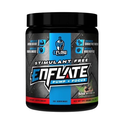 [BRSW2ZI2OV7BQH3B] eFlow Nutrition Enflate Stimulant Free Preworkout Supplement - Pump and Focus Nootropic Pre Workout Powder to Boost Focus for Men & Women - Sour Watermelon (30 Servings)