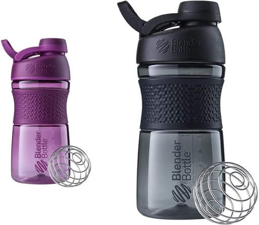 [BRSRMCQ2OR7GY2YY] BlenderBottle 20-Ounce Black and Plum Protein Shaker Bottles with BlenderBall Wire Whisk