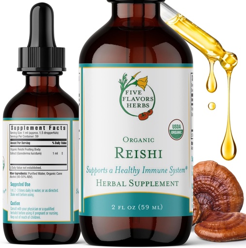 [BRSROGAROZYGE3DP] Reishi Tincture - Nervous & Immune System Support, Respiratory System, Cardiovascular & Metabolic Health, Focus & Calm Mind, Herbal Supplement - 2 Fl Oz