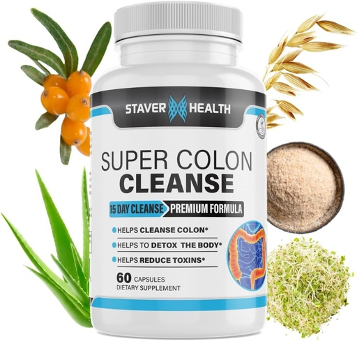 [BRSROADYDF7AE3TU] Super Colon Cleanse - 15 ngày làm sạch, Colon Cleanse Pills, Colan Cleanser & Detox, Psyllium Husk