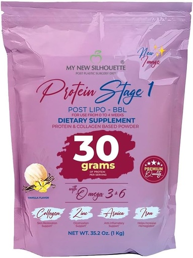 [BRSRMAQQC55BE3T3] MI NUEVA SILUETA My New Silhouette Protein Post BBL Stage 1 (vainillA) omegas 3, 6, 9 potentialized with Thirty Grams of Protein per Shake