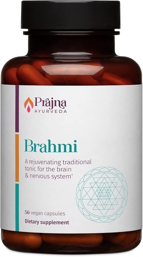[BRSRMAAFA4PBAET6] A fórmula Prajna Ayurveda Brahmi (Bacopa Monnieri) utilízase tradicionalmente para Nourish the Brain; Blended with Synapsa for Memory and Cognition Vegan, Gluten-Free, Soy-Free (500 mg)