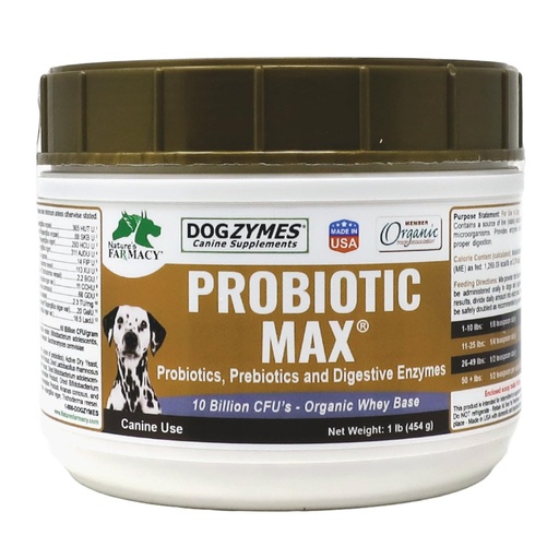[BRSROGL2BUBQIFDA] Dogzymes Probiotic Max -10 Billion CFU's Probiotics, Prebiotics, Digestive Enzymes - Relieves Diarrhea, Upset Stomach, Constipation, Gas, Allergy, Immunity & Overall Health 1 Pound