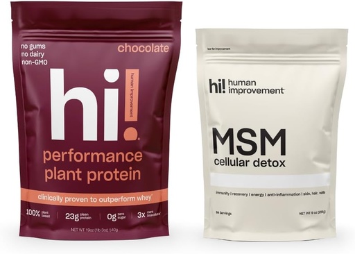[BRSRAAIDDEPGYG34] Human Improvement Chocolate Performance Protein och MSM Cellular Detox Bundle