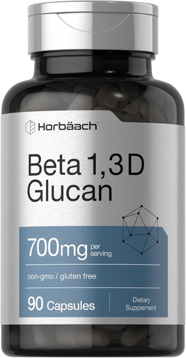 [BRSWGH3QOYNRQ3YY] ホルバハチ・ベータ・グルカン 1 3D 700mg | 90カプセル | β 1,3, 1,6 Dグルカン | 非GMO、グルテンフリーサプリメント
