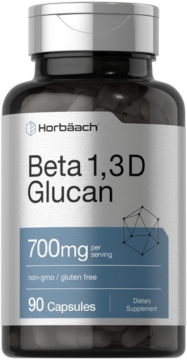 [BRSWGH3QOYNRQ3YY] Horbäach Beta Glucan 1 3D 700 mg | 90 Capsules | Beta 1,3, 1,6 D Glucan | Non-GMO, Gluten Free Supplement