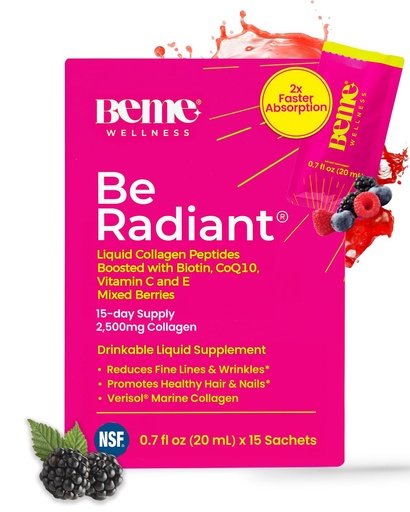 [BRSRABQBAUCW2CL2] BeMe Liquid Collagen for Women - 2500mg Verisol Collagen Liquid with Biotin, CoQ10 & Vitamin C - Clinically Proven Collagen Peptides for Hair, Skin & Nails - 15 Mixed Berry Sachets