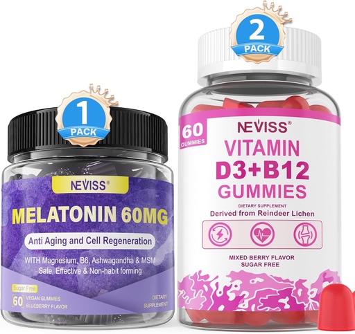 [BRSRAHAEBYBGMAL5] Melatonina NEVISS, vitamina D3 + vitamina B12 Gummies