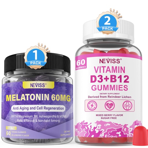 [BRSRAHAEBYBGMAL5] NEVISS Melatonin, Vitamin D3 + Vitamin B12 Gummies