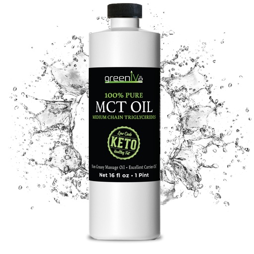 [BRSWGAYPCB5B6CD6] GreenIVe MCT Oil 100% Pure C8 C10 Caprylic Capric Acid Non-GMO Keto Paleo Bulletproof Coffee Creamer Energy Fuel Carrier Oil Skin Hair Massage Oil Fractionated Coconut Oil Alternative 16 fl oz
