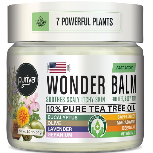 [BRSWICYAOENGICIV] Puriya Wonder Balm, Extra Strength Itch Relief and Skin Comfort for Athletes and Active Professionals, Plant-Based Cream Soothes Rash, Ringworm, Dry, Irritated Skin on Feet, Groin and Body (2 oz)