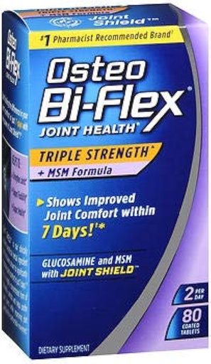 [BRSWGFQCDNYGKCDK] Osteo Bi-Flex Joint Health Triple Strength + MSM Formula Joint Shield + Glucosamine - 80 Coated Tablets
