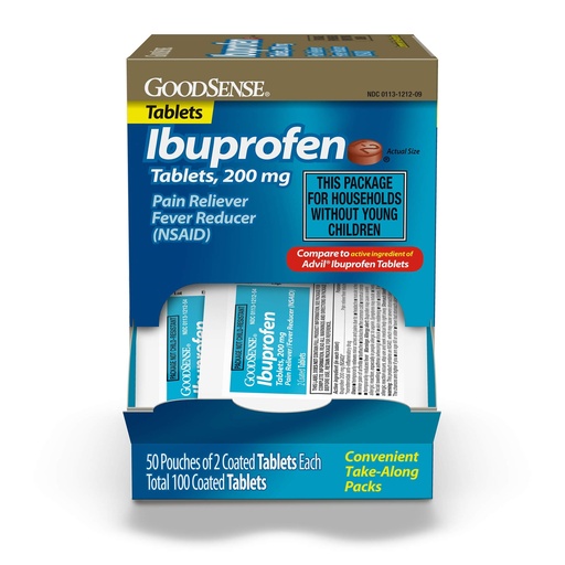 [BRSWKH35CECQO3QU] GoodSense Ibuprofen Tablets, 200 mg, Pain Reliever and Fever Reducer, 100 Count
