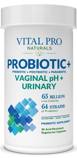 [BRSRAZQOOUMRYCLG] Vital Pro Naturals - Vaginal pH & Urinary Probiotics + Prebiotics, Postbiotics, Parabiotics, 4-in-1 Supplement for Women, High Potency, 64 Strains, Digestive, Vaginal, Urinary, Immune Health, 30 ct