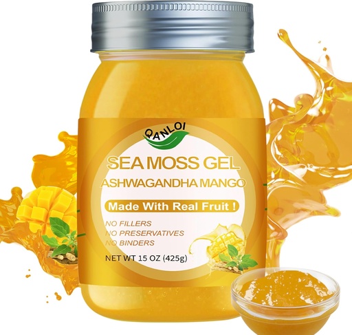[BRSROHQ5CMDR4EQ2] Seamoss Gel,Seamoss with Irish Sea Moss, Sea Moss Supplement-Immune Support-15OZ Sea Moss Advanced (Ashwagandha Mango)