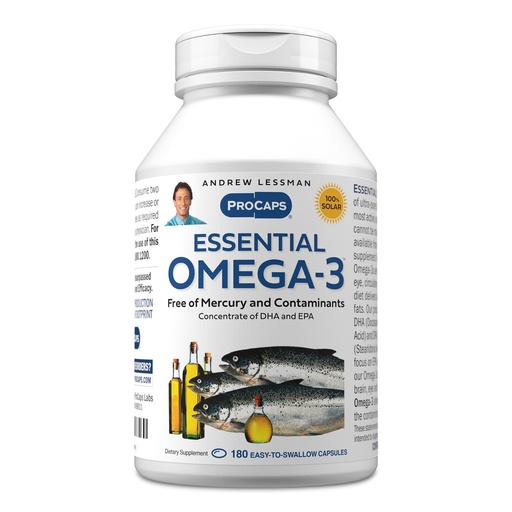 [BRSWGZYHBAOQODLP] ANDREW LESSMAN Essential Omega-3 Unflavored - 180 Softgels - Ultra-Pure, High Potency Omega-3 Oils. High DHA, No Stomach Upset, No Contaminants, No Mercury. Small Easy to Swallow Softgels
