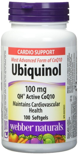 [BRSWIAI2AV4QMELM] Webber Naturals Ubiquinol 100mg QH Active CoQ10, 100 softgels