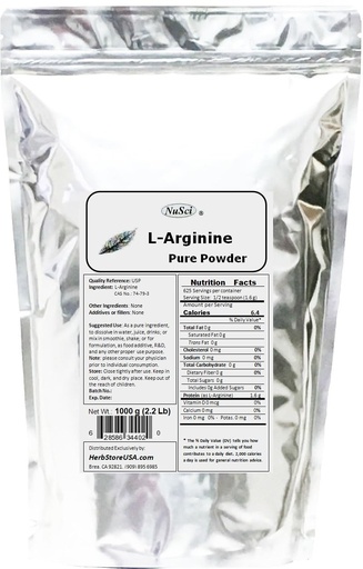 [BRSWIGQ2AYBB4ELM] L-Arginine Powder Pure Base Form (1000 Grams (2.2 lb))