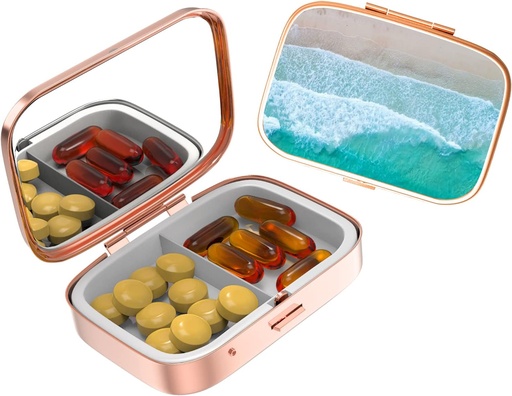 [BRSRMFABBZ4GCH32] Pockets & Purses、Legant Pill Box Make a Great Gift 2 比较旅行药品组织者商店 Progesterone、Capsule Pills、Ibuprofen、维生素-玫瑰金色海滩