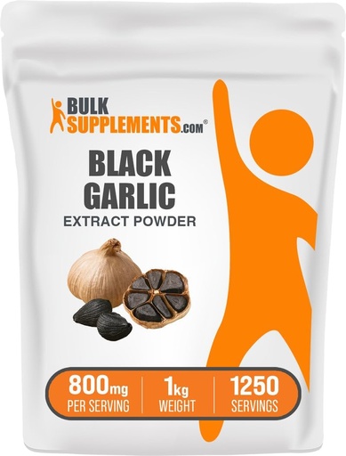 [BRSWGYYPAQMQOHLJ] BulkSupplements.com poudre d'extrait d'ail noir - extrait d'ail vieilli, supplément à base de plantes - végétalien et sans gluten, 800mg par portion, 1kg (2,2 lbs) (paquet de 1)