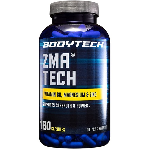 [BRSWKZL3OUFWCHI5] BodyTech ZMA Tech Supplement, Zinc, Magnesium and Vitamin B6 Formula for Men and Women, Supports Muscle Recovery, Sleep Quality, and Immune Support, Gluten Free, 180 Capsules