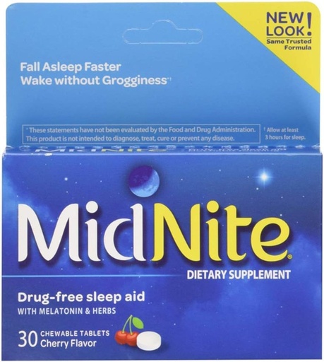 [BRSWIZQMAECBEDI5] MidNite Natural Sleep Supplement, 30 Count Box