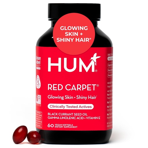 [BRSWIHAPDF5BSF3C] HUM Red Carpet Skin & Hair Vitamins for Women with Omega 3 Fatty Acids, Vitamin E, and Black Currant Seed Oil, Supplement for Skin Health & Healthy Hair Follicles Support, 60 Count