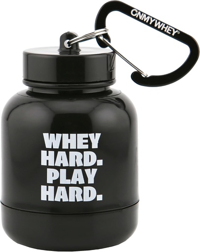 [BRSW2CAPAACBQE3K] ONMYWHEY - Protein pulver & kosttilskudd Funnel Keychain, Portable To-Go Container for gym, trening, trening, og reise - TSA Godkjent, Whey Hard Play Hard
