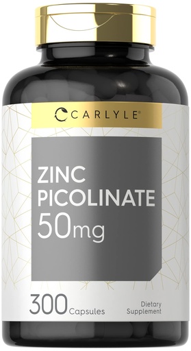 [BRSW22QRCQGRSE3X] Carlyle Zinc Picolinate 50mg Capsules | 300 Count | Non-GMO and Gluten Free Supplement