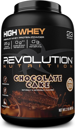 [BRSROCD6BMHAEGQ3] 혁명 영양, 높은 Whey, 단백질 분말 2LB, Whey Isolate, 글루텐 무료, 남성 및 여성을위한 Lean 근육 질량, 스쿠 퍼 당 단백질 25g, 908 g, 24 서빙 (콜릿 케이크, 2 파운드)
