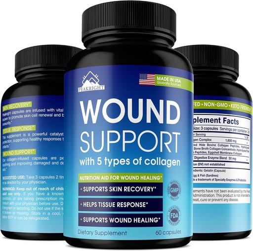 [BRSRAGLQA4BAADQU] Wound Healing Natural Scar Pills - Made in USA - Scar Reduction, Surgery Recovery & Wound Support - Wound Healing Supplement to Reduce Scarring, Bruisings & Swelling - Helps Tissue Response - 60 Caps