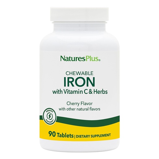 [BRSWG2QEBYGROFY4] NaturesPlus Chewable Iron, Cherry - 90 Tablets, Pack of 2 - Supports Healthy Blood & Natural Energy Production - High-Potency Supplement with Vitamin C & Herbs - 180 Total Servings
