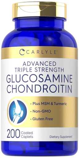 [BRSROZAHOJ7W2C3D] Carlyle Glucosamine Chondroitin MSM Turmeric | 200 Count | Advanced Triple Strength Supplement | Non-GMO & Gluten Free