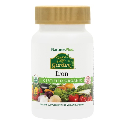 [BRSWECQPOUBG2DQV] NaturesPlus Source of Life Garden Iron - 30 Quick-Release Capsules - Plant-Based Iron Supplement with 20+ Whole-Food Extracts - Fast Acting - USDA Certified Organic - 30 Servings