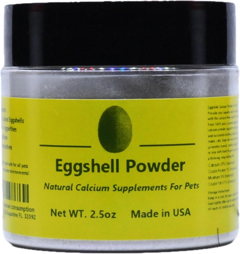 [BRSRAAATOYHAK3Y6] 2.5oz Pure Eggshell Calcium Supplement for Pets - Natural Source of Calcium from Real Eggshell Suitable for Aquariums, Shrimp, Snail, Crustacean, Invertebrates, Dogs, Cats and Other Pets