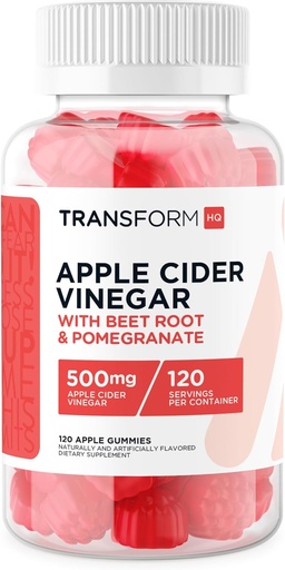 [BRSROZIDCIBAG2D2] TransformHQ Apple Cider Ocet Gummies (120 Servings, 500mg per Serving) - Gluten Free, Non- GMO