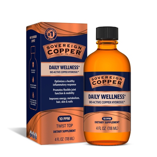 [BRSW2GIKCN4AGC3F] Sovereign Copper Bio-Active Copper Hydrosol, Daily+ 4-in-1 Wellness Supplement for Joint, Bone, Hair, Skin and Nails, Cardiovascular Health, Energy and Metabolic Health Support, 4 fl oz (118 mL)
