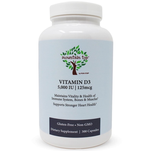 [BRSWGCY6CBYWOGY6] MOUNTAIN TOP Vitamin D3 5000 IU 125mcg Capsules (300 Count) Helps Support Immune Health, Strong Bones and Teeth, & Muscle Function - Non-GMO, Gluten-Free