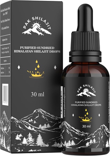 [BRSRMBTRAABGKGT3] PakShilajit® Sun Dried Himalayan Shilajit gotas líquidas, más Premium &amp; Gold Graded Shilajit Drops Above 17000FT (30ML Pack), Rich in Fulvic Acid Humic Acid Natural Supplement