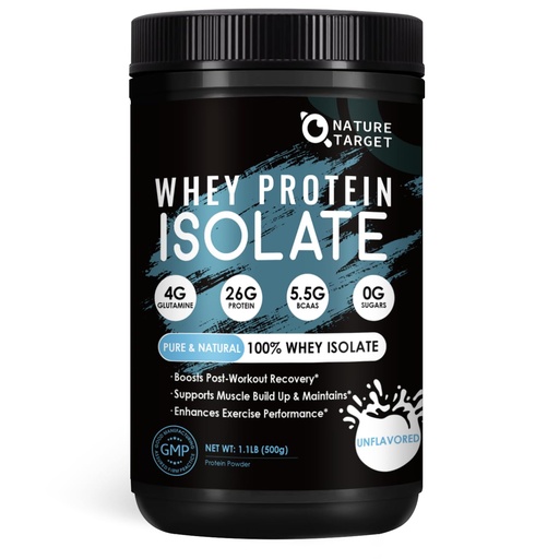 [BRSRAEILCB5WY2D2] NATURE TARGET Unflavored Whey Protein Isolate - 26g Protein, 0g Sugar, Keto Friendly - No rBGH, Grass Fed - Perfect for Coffee, Baking & Smoothies - 1.10 LB (16 Servings)