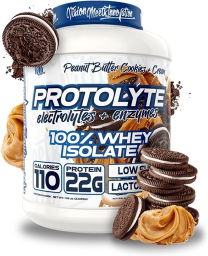 [BRSWGCDRPMHQ2GQ2] VMI Sports ← ProtoLyte Whey Isolate Protein Powder ← Baja Calorie Whey for Weight Loss and Muscle Gain ← Enzymes Digestive ← Non-GMO (4.6 lb, Peanut Butter Cookies y Crema)