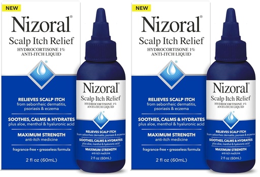 [BRSRAYYOPMFWKDT3] Nizoral Scalp Itch Relief Liquid—Relieves Scalp Itch and Soothes, Calms and Hydrates with Maximum Strength Anti-Itch Medicine (Hydrocortisone 1%), 2 Fl Oz (Pack of 2)