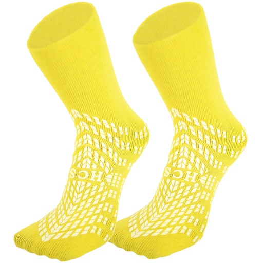 [BRSROYYEDEPQYHQ7] HCS Non-Slip Hospital Socks with Grips for Women & Men (6 Pairs) - 360 All-Around Tread Non-Slip Sock, Elderly/Seniors - Hospital Grip Socks, Women, Men - Fall Risk Patient Slippers (Yellow, Regular)