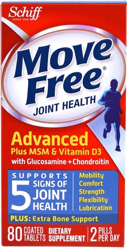 [BRSWIBYOPIDBKDTU] Move Free Glucosamine and Chondroitin Plus MSM & D3 Advanced Joint Health Supplement Tablets, (80 Cuenta en A Box), Supports Mobility, Comfort, Strength, Flexibility and Lubrication* (Pack of 3)
