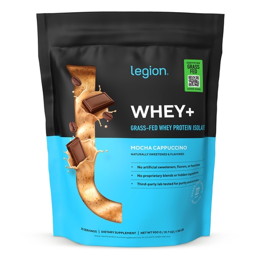 [BRSWGFIQOENRYC3Z] LEGION Whey+ Protein Whey Isolate from Grass Fed Cows (Mocha Cappuccino, 30 Servings) - Whey Protein Isolate Powder Low Calorie, Non-GMO Sugar Free, Lactose and Gluten Free, All Natural Protein Powder